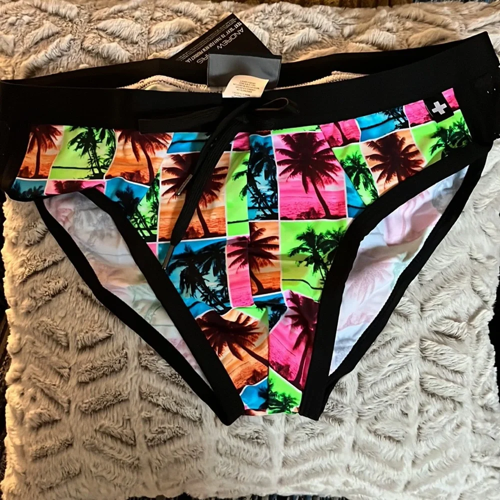 🌴 Andrew Christian island palms bikini swim brief